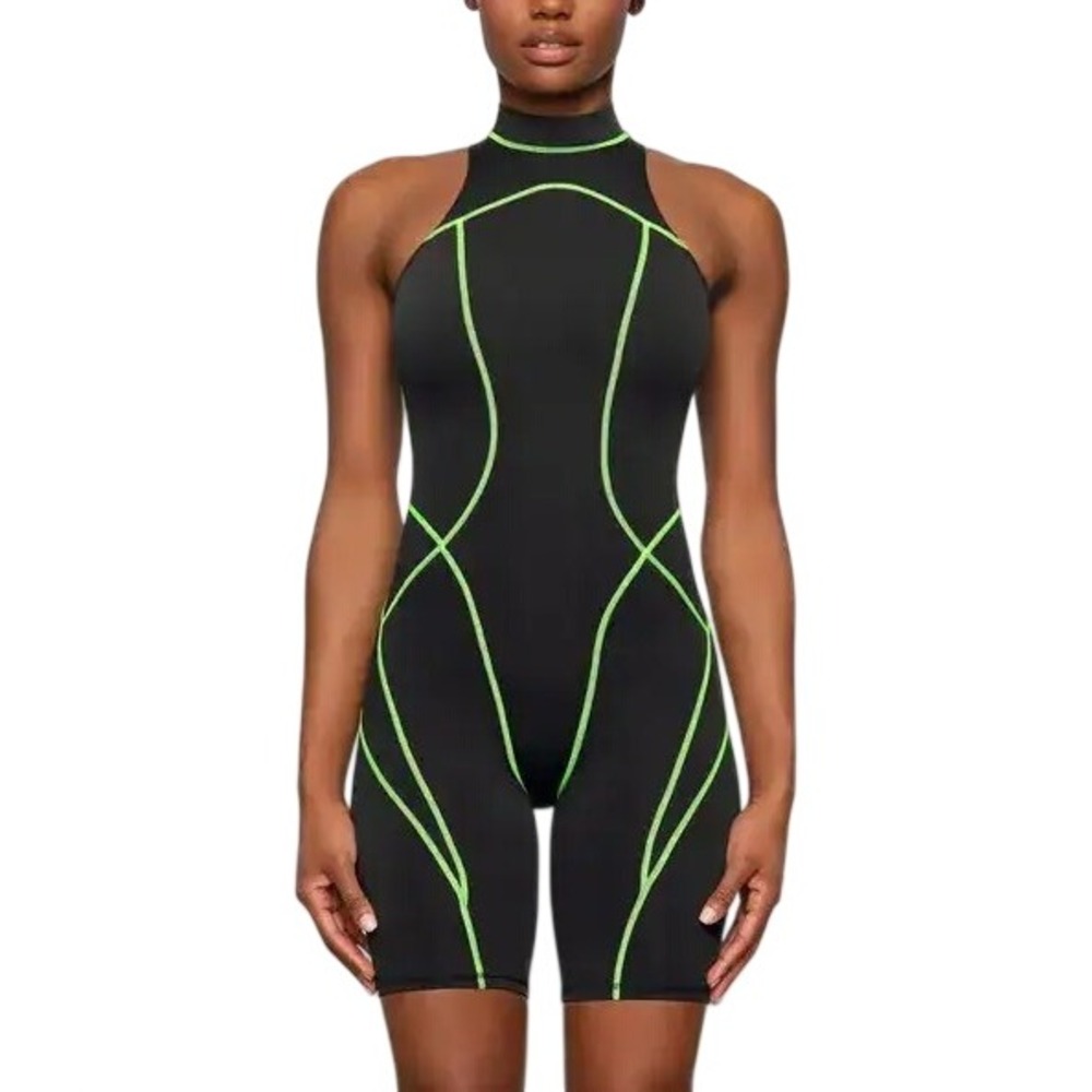 Skims Contour Mesh Mock Neck BodySuit OS-MDT-2834 Onyx 4X